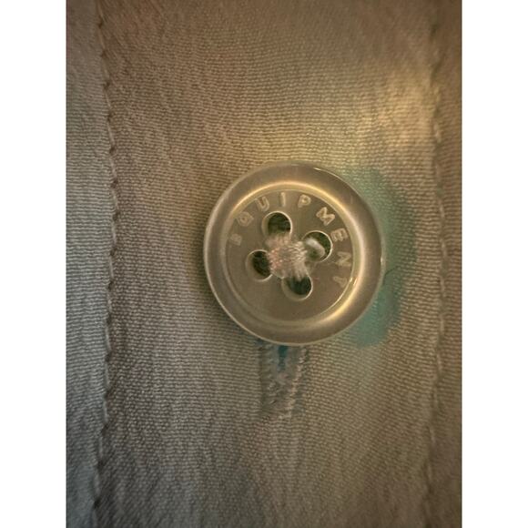 Equipment Jade Mint Green Long Sleeve Silk Button Down Patch Pocket Blouse EUC M - Picture 9 of 12